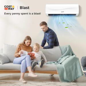 COSTWAY 12000BTU Mini Split Air Conditioner& Heater, 20 SEER2 115V Wall-Mounted Ductless AC Unit Cools Rooms up to 750 Sq. Ft, Energy Efficient Inverter AC with Heat Pump (Blast Series)