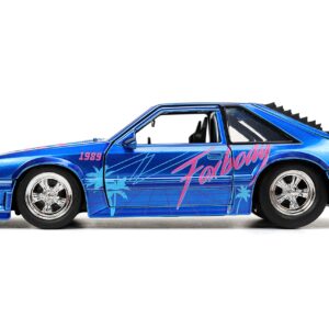 Jada Toys I Love The 80’s 1:24 1989 Ford Mustang GT Die-Cast Car, Toys for Kids and Adults, Blue