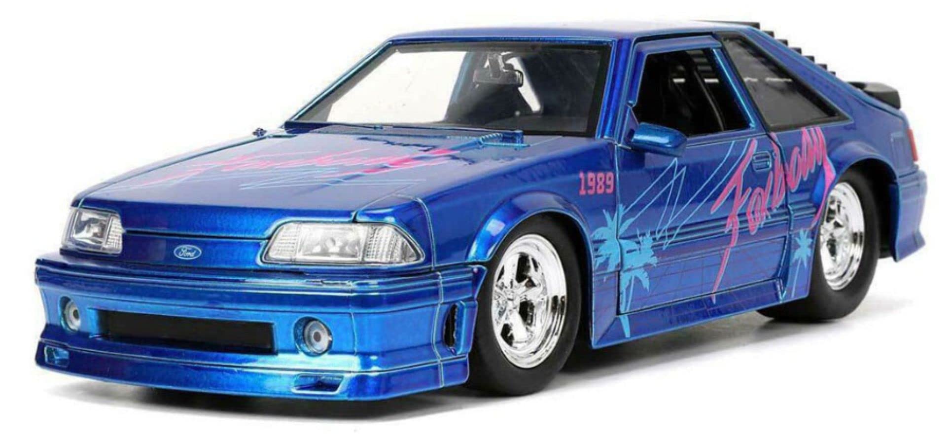 Jada Toys I Love The 80’s 1:24 1989 Ford Mustang GT Die-Cast Car, Toys for Kids and Adults, Blue