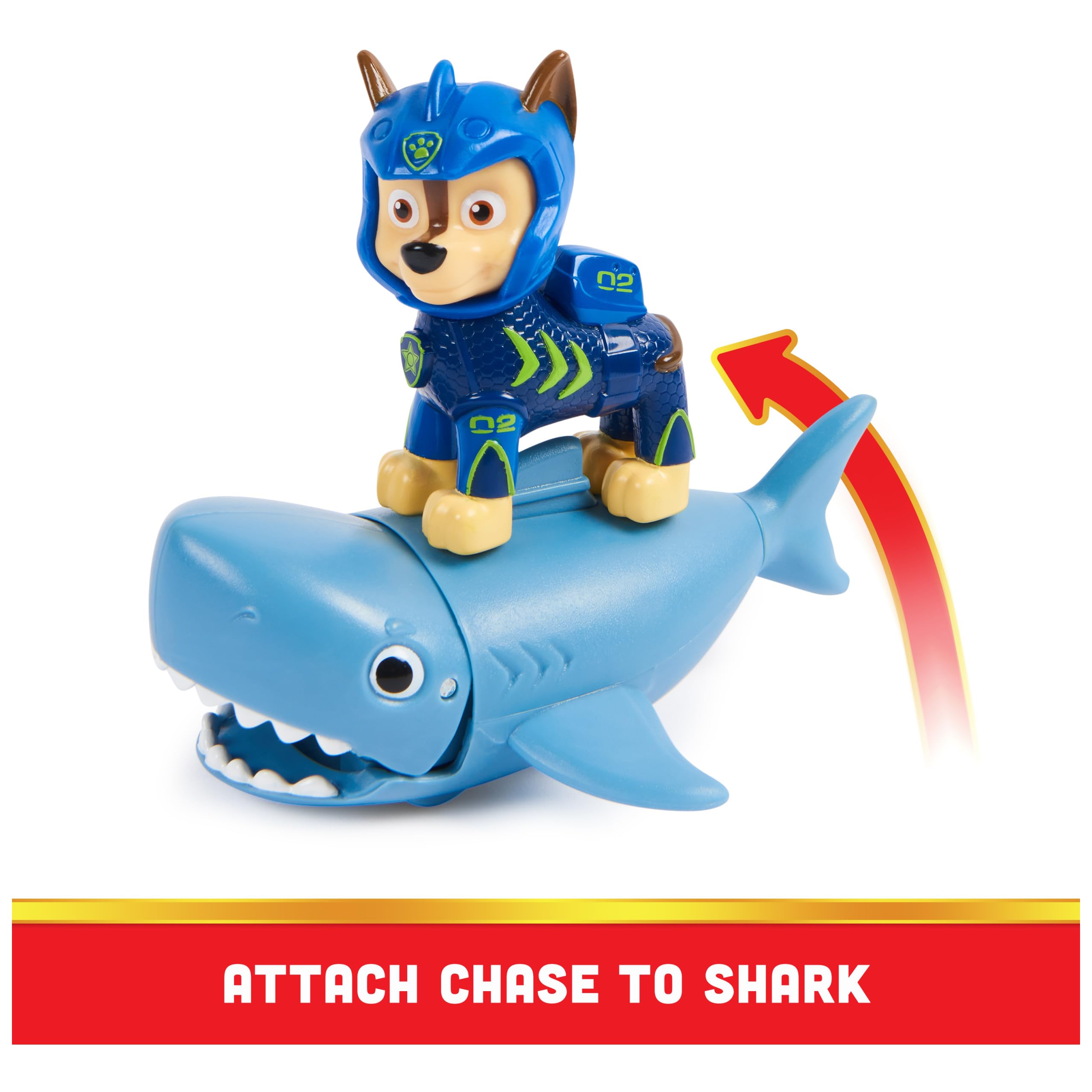 Paw Patrol, Aqua Pups Chase and Shark Action Figures Set, Kids Toys for Ages 3 and up