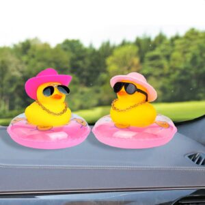 MuMyer Duck Car Dashboard Decorations Rubber Duck Car Ornaments for Car Dashboard Decoration Accessories with Mini Swim Ring Sun Hat Necklace and Sunglasses