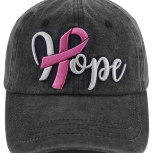 Fight Cancer Inspirational Gifts for Women, Breast Cancer Awareness Decorations Hope Hats, Pink Ribbons Caps for Mom, Grandma, Get Well Soon Gifts Adjustable Cotton Embroidered Baseball Cap