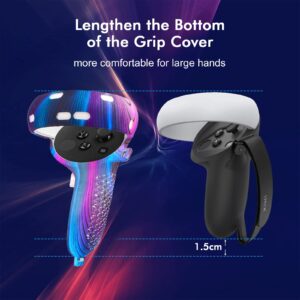 Relohas Accessories for Oculus Quest 2, VR Accessory Set for Meta Quest 2, Include Controller Grip Leather Cover, VR Shell Cover, Face Cover, The Best Gifts for Christmas and Halloween(Aurora Blue)