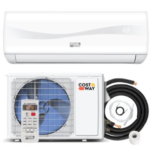 COSTWAY 12000BTU Mini Split Air Conditioner& Heater, 20 SEER2 115V Wall-Mounted Ductless AC Unit Cools Rooms up to 750 Sq. Ft, Energy Efficient Inverter AC with Heat Pump (Blast Series)