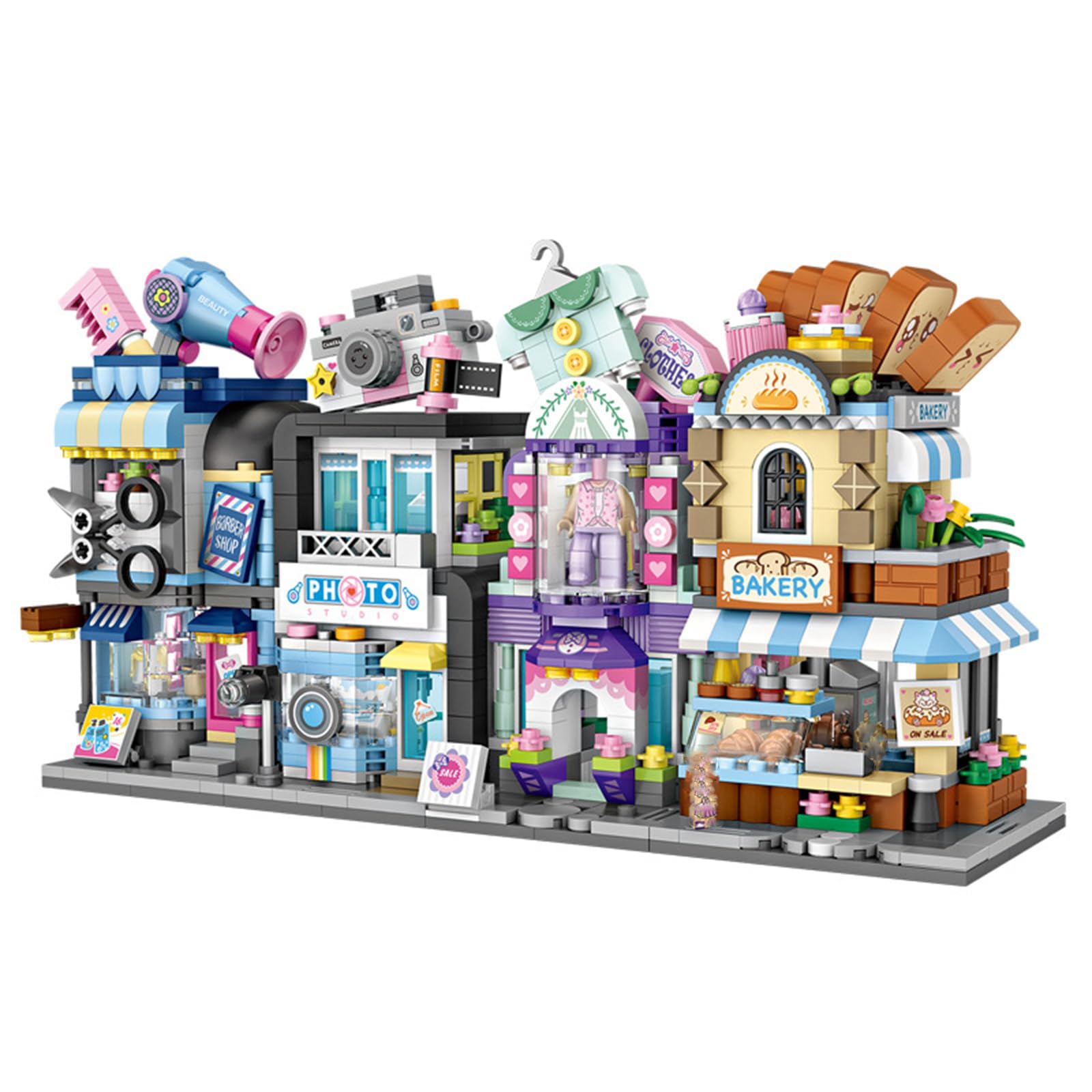 MEIEST Mini City Shop Street View Building Blocks Model Set,Creative DIY Simulation Architecture Collection Particle Construction Building Bricks Toy for Kids Adult Home Decor (Bakery)