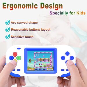 Douddy Retro Handheld Game Console for Kids 4-12 with Build in 218 Puzzle Leisure Video Games Rechargeable 3.0'' Screen Electronics Gaming Player Toys Birthday Gift for Boys Girls (Blue)