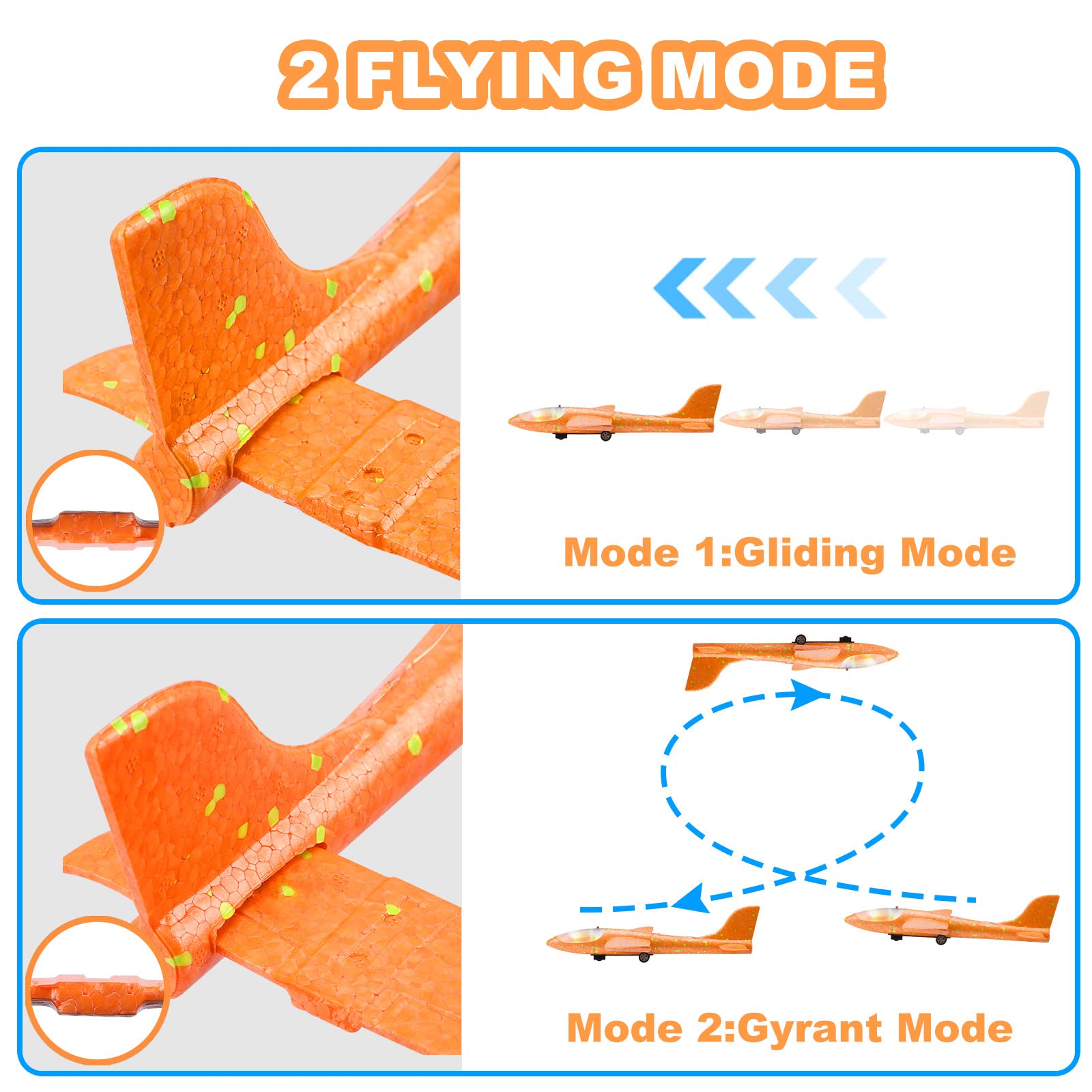 LERJIAUS 3 Pack Airplane Launcher Toys, 2 Flight Modes Foam Glider Catapult Plane Boys Toy, Easter Gifts for 4 5 6 7 8 9 10 11 12 Year Old Boys Girls Kids