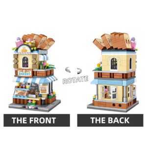 MEIEST Mini City Shop Street View Building Blocks Model Set,Creative DIY Simulation Architecture Collection Particle Construction Building Bricks Toy for Kids Adult Home Decor (Bakery)