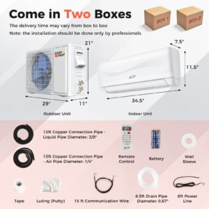 COSTWAY 12000BTU Mini Split Air Conditioner& Heater, 20 SEER2 115V Wall-Mounted Ductless AC Unit Cools Rooms up to 750 Sq. Ft, Energy Efficient Inverter AC with Heat Pump (Blast Series)