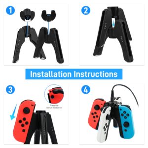 GLDRAM 4 in 1 Joycon Charger Grip for Nintendo Switch & Switch OLED Accessories, Switch Joy Con Controller Charging Dock Converts to Grip, Charger Dock Stand with LED Indicator and Charging Cable