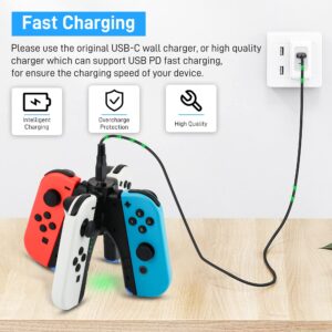 GLDRAM 4 in 1 Joycon Charger Grip for Nintendo Switch & Switch OLED Accessories, Switch Joy Con Controller Charging Dock Converts to Grip, Charger Dock Stand with LED Indicator and Charging Cable