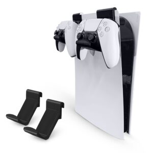 BRAINWAVZ PS5 Game Controller Console Holder Mount (2 Pack) for Playstation PS5 DualSense Gamepad, Hook-On Hanger Design, No Damage or Adhesive (Black)