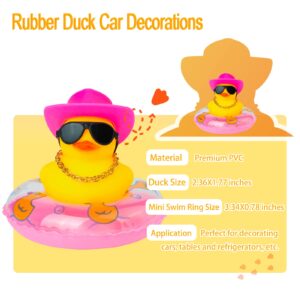 MuMyer Duck Car Dashboard Decorations Rubber Duck Car Ornaments for Car Dashboard Decoration Accessories with Mini Swim Ring Sun Hat Necklace and Sunglasses