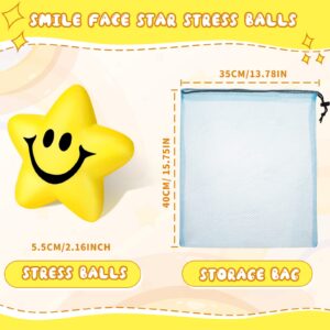 Jerify 60 Pieces Star Smile Face Stress Balls Bulk for Kids Mini Foam Smile Ball Stress Relief Toys for Classroom Exchange Gifts Classroom Prizes School Carnival Reward Party Favors Fillers