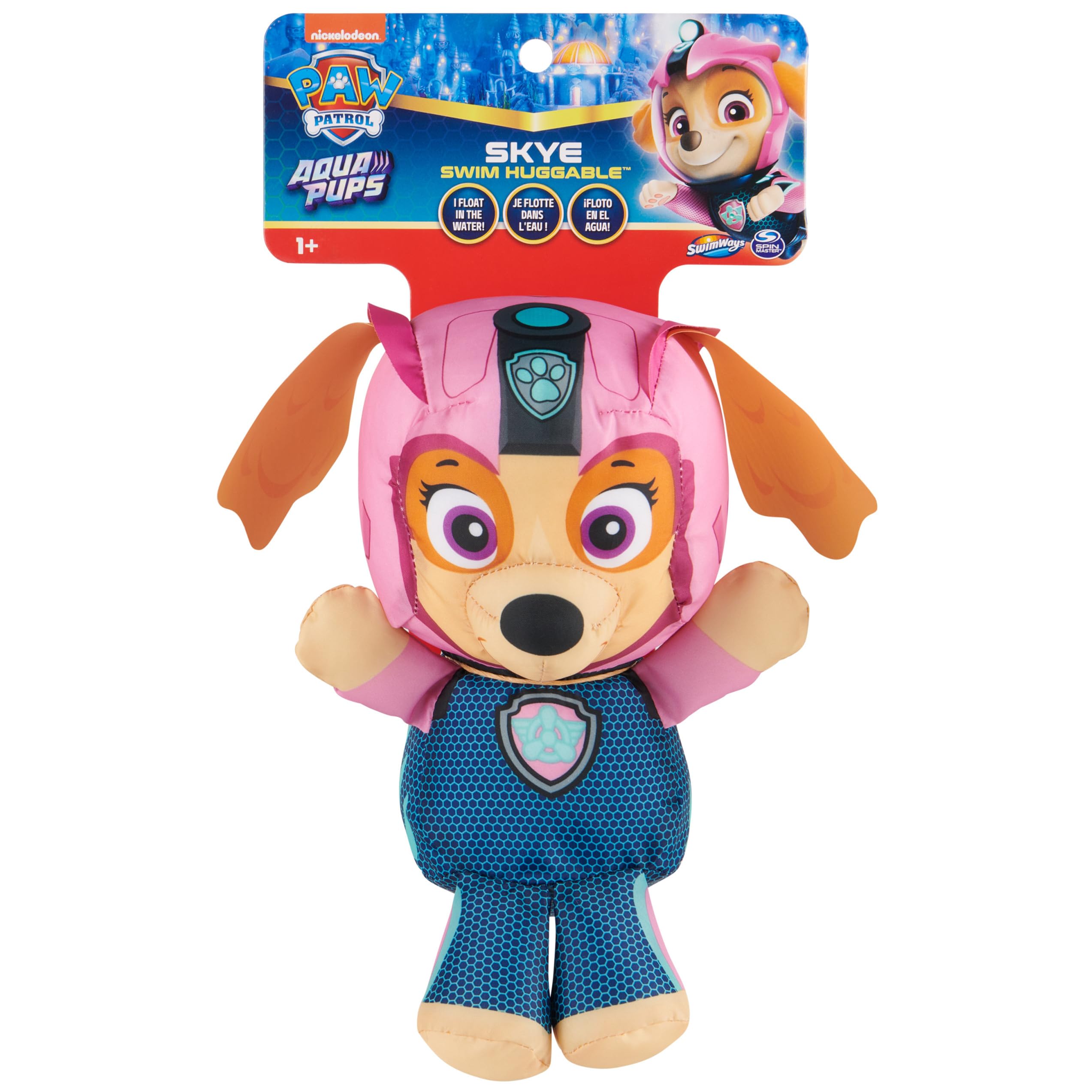 Swimways Paw Patrol AquaPups Skye Swim Huggable, Paw Patrol Toys, Bath Toys & Beach Toys, Floating Water Stuffed Animal for Kids Aged 1 & Up