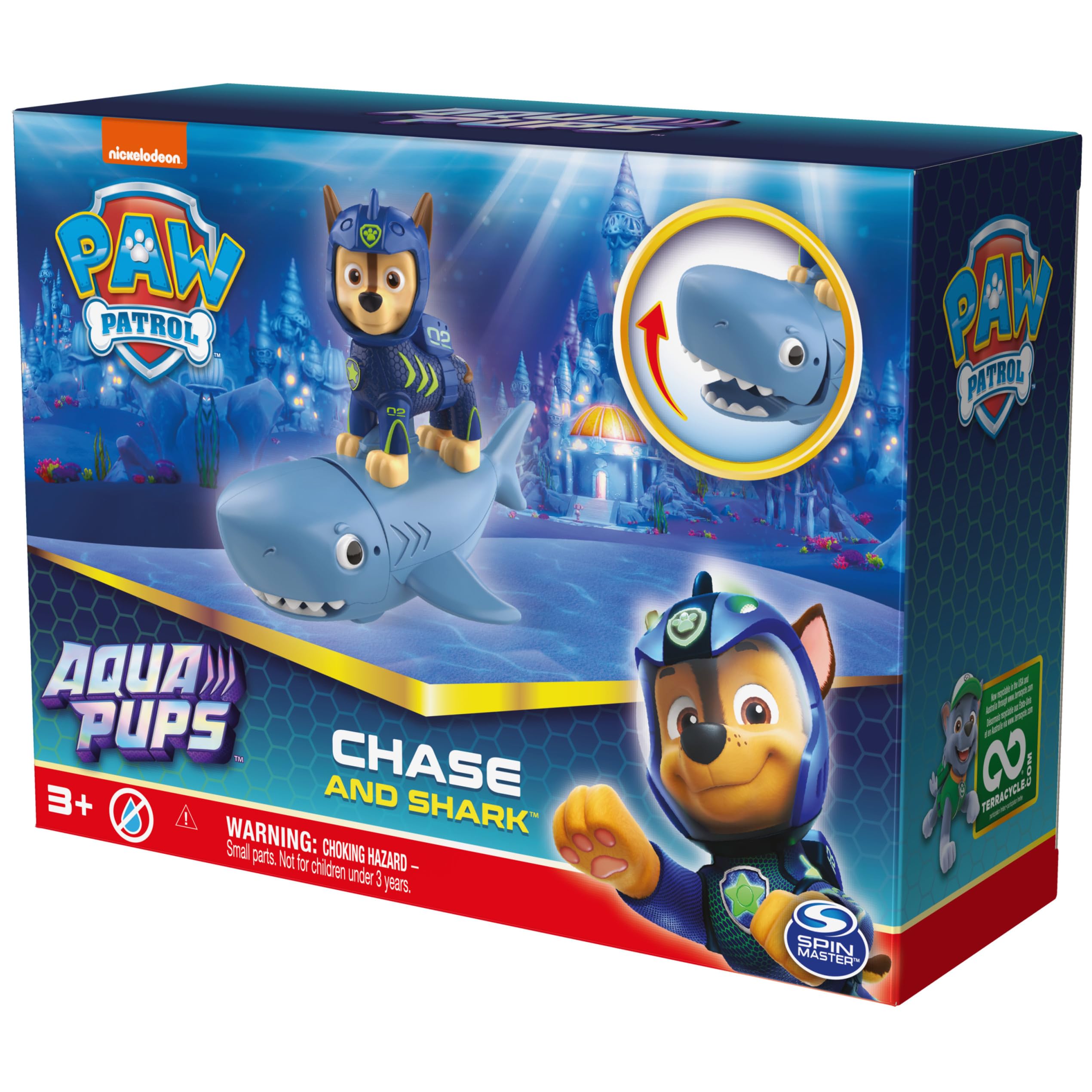 Paw Patrol, Aqua Pups Chase and Shark Action Figures Set, Kids Toys for Ages 3 and up