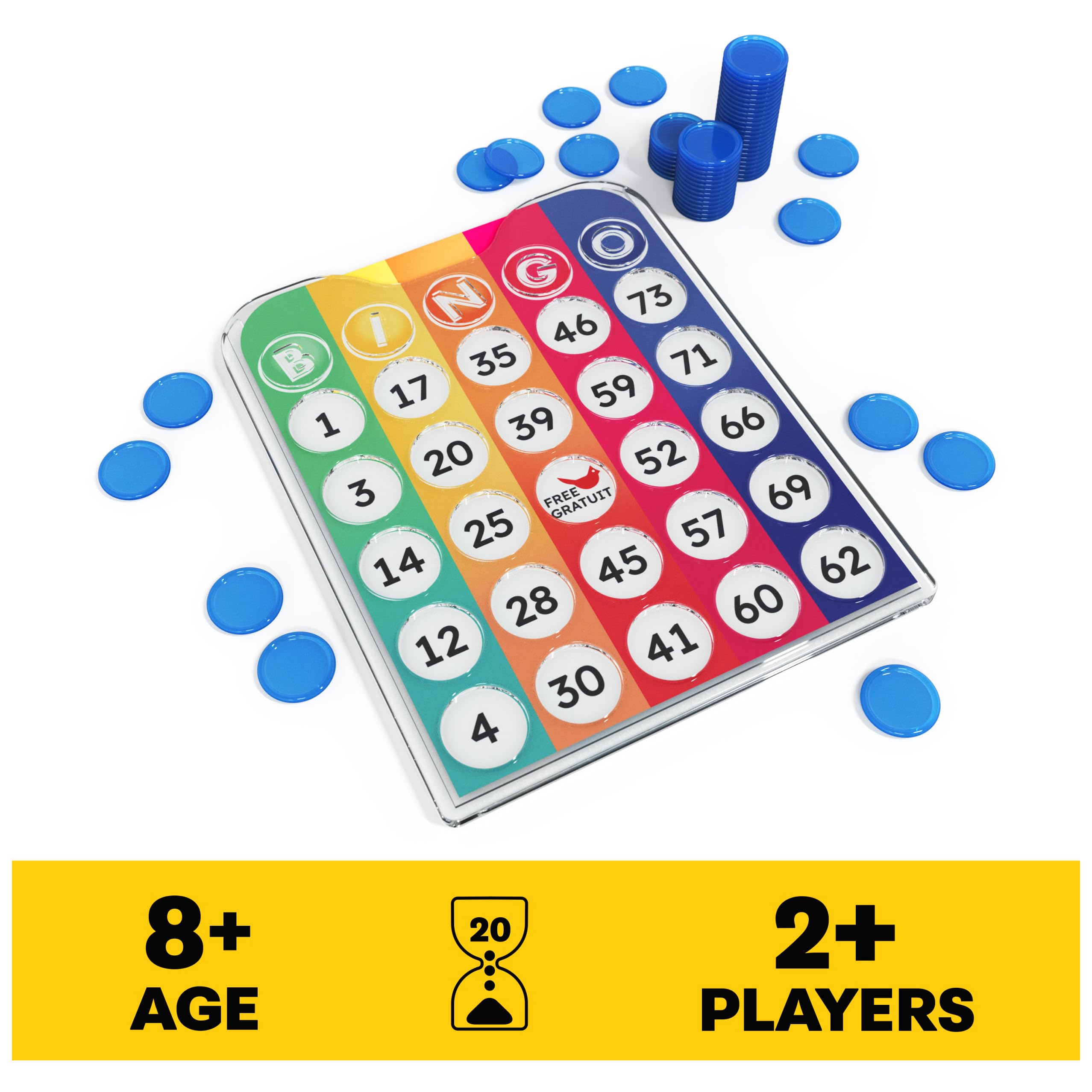 Pack & Go Bingo Game from Spin Master Games Outdoor Games Kids Games Yard Games Portable Rainbow Bingo Chips Games for Adults and Kids Ages 8 and up