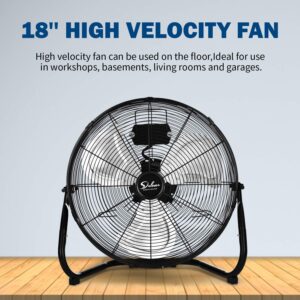 Simple Deluxe 18 Inch 3-Speed High Velocity Heavy Duty Metal Industrial Floor Fans, Black, 18 Inch new version