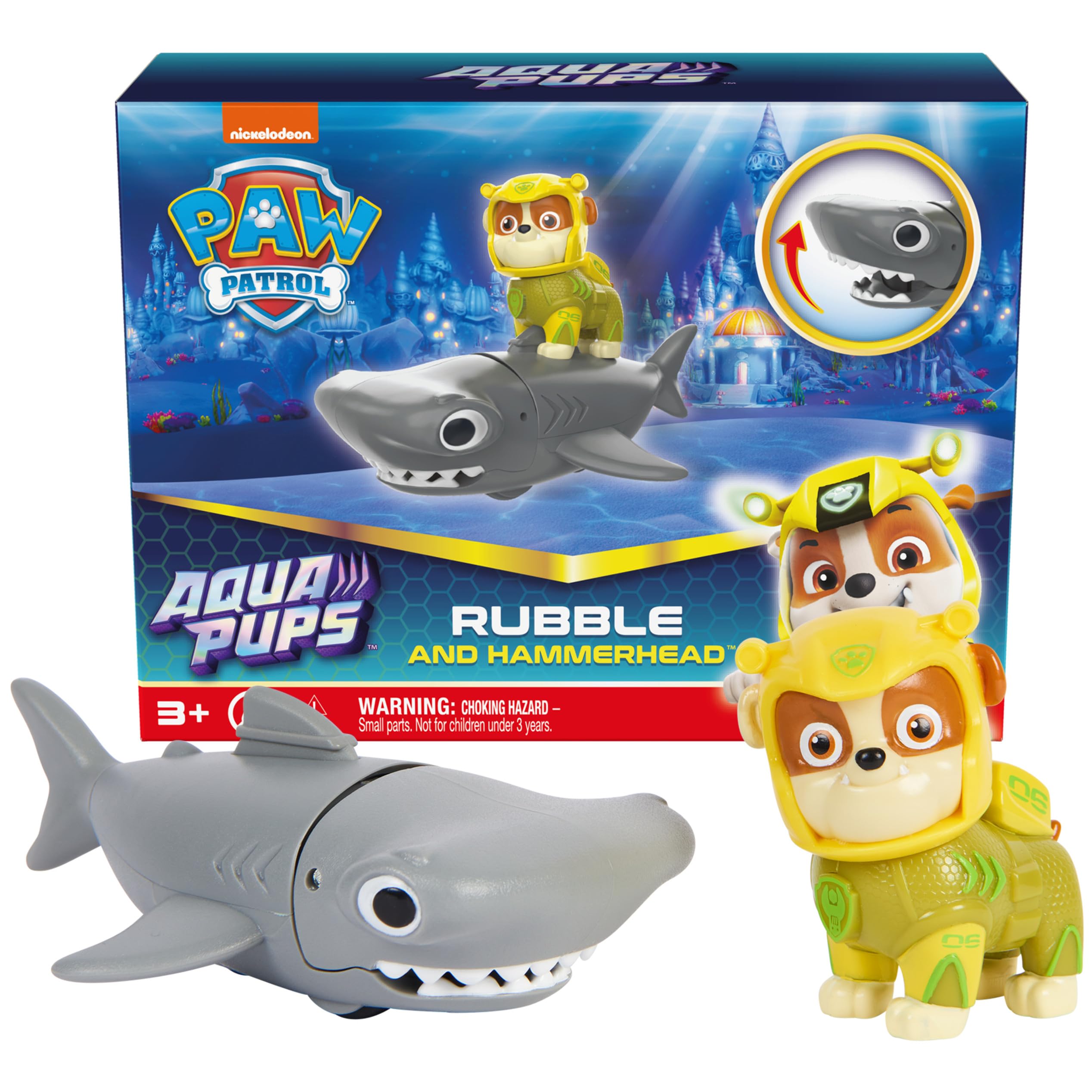 Paw Patrol, Aqua Pups Rubble and Hammerhead Action Figures Set, Kids Toys for Ages 3 and up