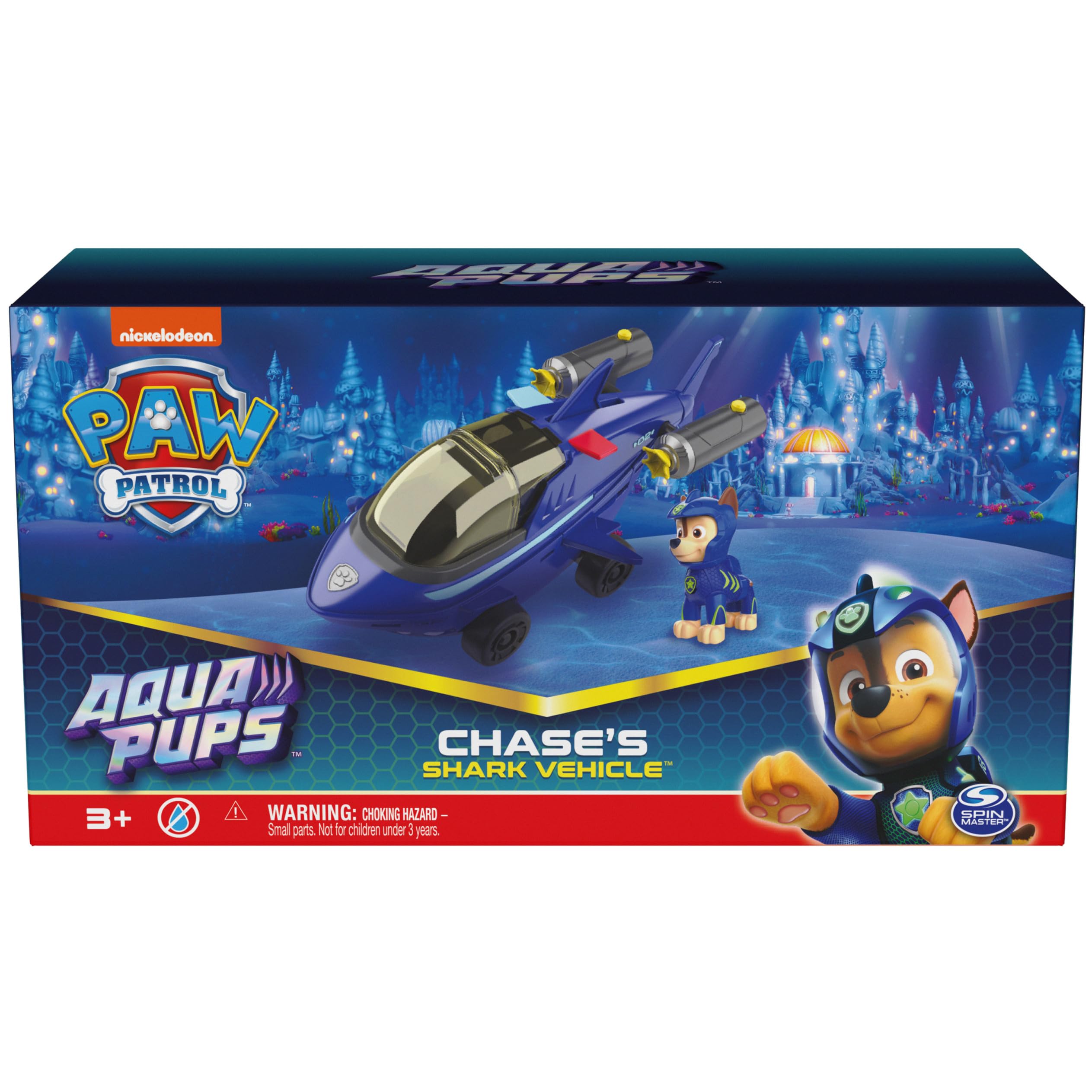 Paw Patrol Aqua Pups, Chase Transforming Shark Vehicle with Collectible Action Figure, Kids Toys for Ages 3 and up