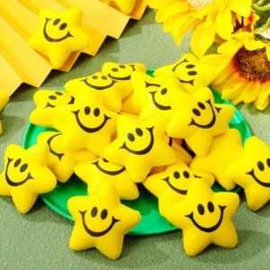 Jerify 60 Pieces Star Smile Face Stress Balls Bulk for Kids Mini Foam Smile Ball Stress Relief Toys for Classroom Exchange Gifts Classroom Prizes School Carnival Reward Party Favors Fillers