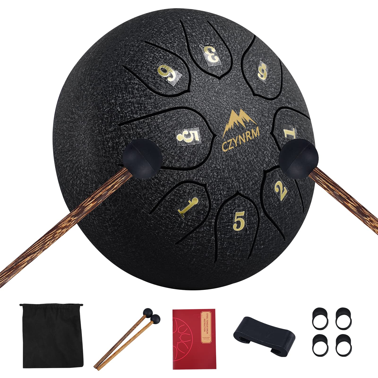 CZYNRM Steel Tongue Drum 8 Notes 6 inches,Musical Mind Healing Drum Percussion Instrument For Adults, with Mallets and Carry Bag, Great Gift for Beginner (6 inch 8 notes, black)