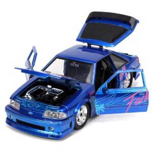 Jada Toys I Love The 80’s 1:24 1989 Ford Mustang GT Die-Cast Car, Toys for Kids and Adults, Blue