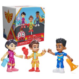 disney junior firebuds action figures gift pack with 3 collectible kids toys: bo, jayden and violet and accessories, for ages 3 and up