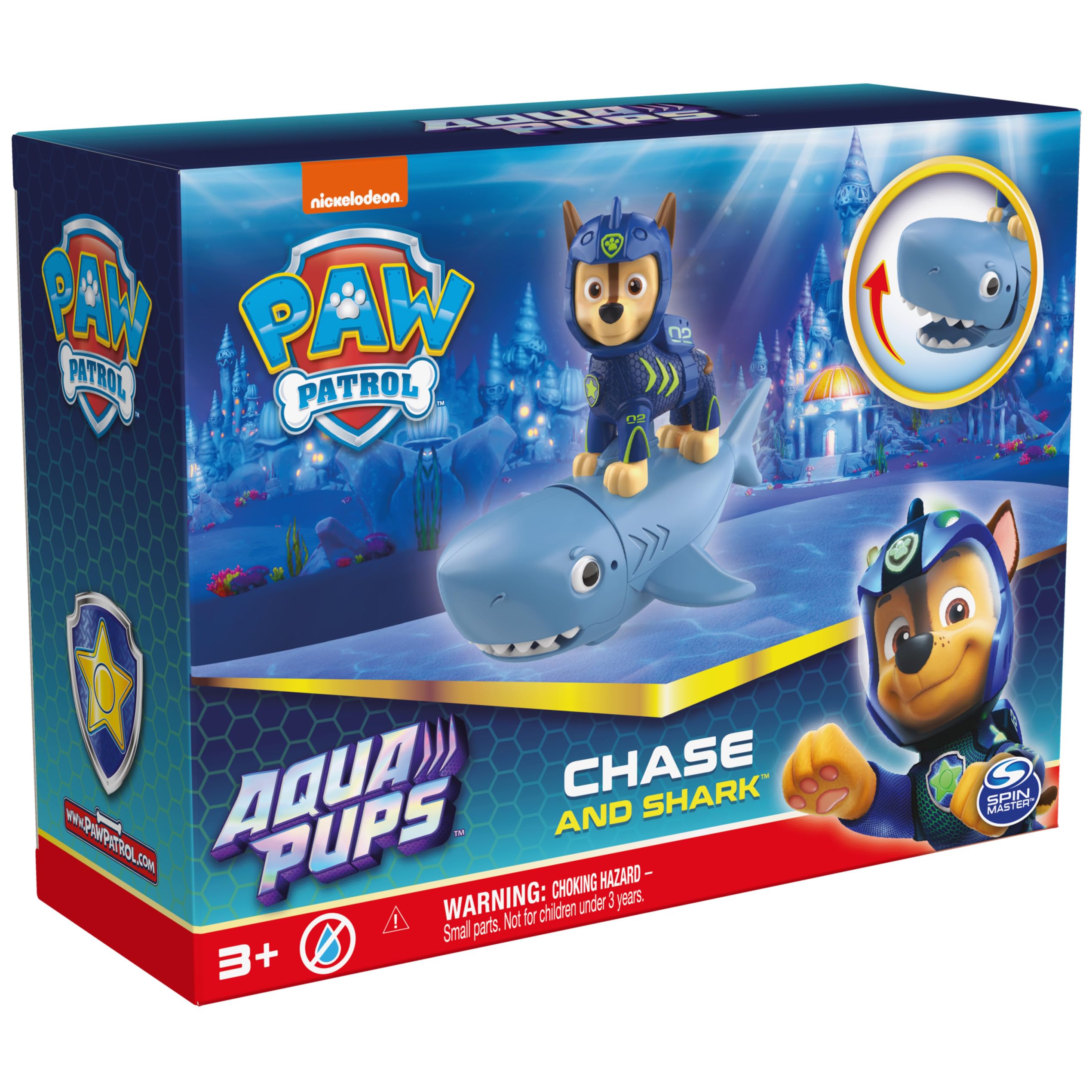 Paw Patrol, Aqua Pups Chase and Shark Action Figures Set, Kids Toys for Ages 3 and up