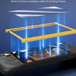 JSAUX 2-Pack Steam Deck Screen Protector, Ultra HD Glass Protector 9H Hardness Easy to Install with Guiding Frame Scratch Resistant Tempered Glass for Steam Deck/Steam Deck OLED, Come with Toolkits