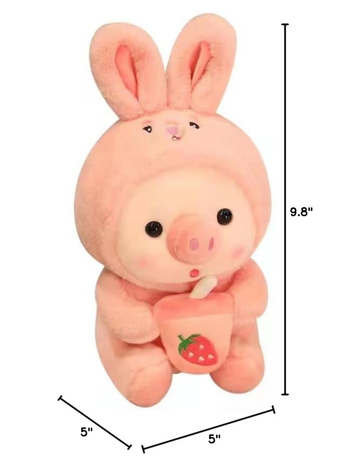 Awcvire Cute Boba Pig Plush Doll, Bedtime Buddy 9.8" Plush Toy, Soft Stuffed Animal Plushies. (Pink)