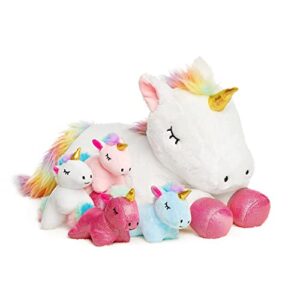 vposyako 5 pieces unicorn toys for girls,1 mommy unicorn with 4 babies,unicorn stuffed animals gifts for girls 3 4 5 6 7 8 9 years,soft plush unicorn toys for kids,christmas,birthday,valentine's