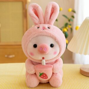 Awcvire Cute Boba Pig Plush Doll, Bedtime Buddy 9.8" Plush Toy, Soft Stuffed Animal Plushies. (Pink)