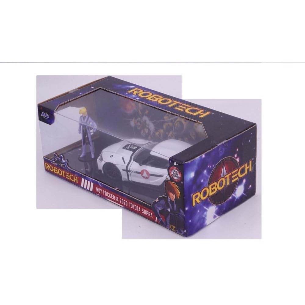 Robotech 1:24 2020 Toyota Supra Die-cast Car & 2.75" Roy Focker Figure, Toys for Kids and Adults