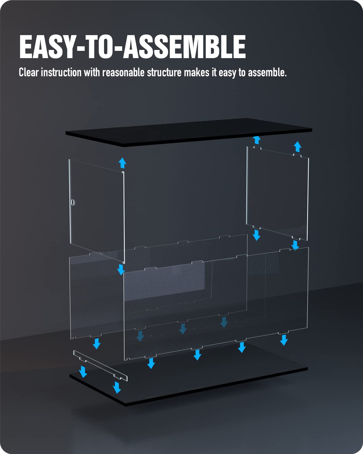 Nifeliz Acrylic Display Box for Scale 1:8 Big Model Cars, Building Toy Car Organizer and Storage, Gifts for Large Car Model Colle ctors (25.2Lx13WX10.4H in)