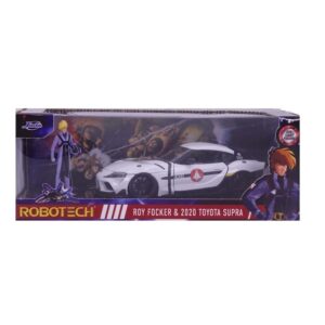 Robotech 1:24 2020 Toyota Supra Die-cast Car & 2.75" Roy Focker Figure, Toys for Kids and Adults