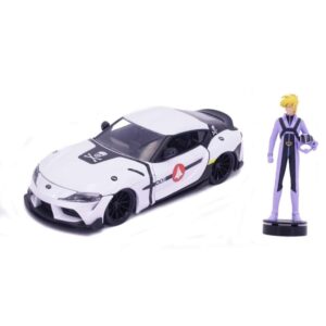 robotech 1:24 2020 toyota supra die-cast car & 2.75" roy focker figure, toys for kids and adults