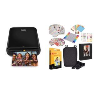 Zink Kodak Step Wireless Mobile Photo Mini Printer (Black) Compatible w/iOS & Android, NFC & Bluetooth Devices & 2"x3" Premium Photo Paper (50 Pack) Fun Accessory Kit