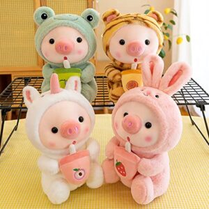 Awcvire Cute Boba Pig Plush Doll, Bedtime Buddy 9.8" Plush Toy, Soft Stuffed Animal Plushies. (Pink)