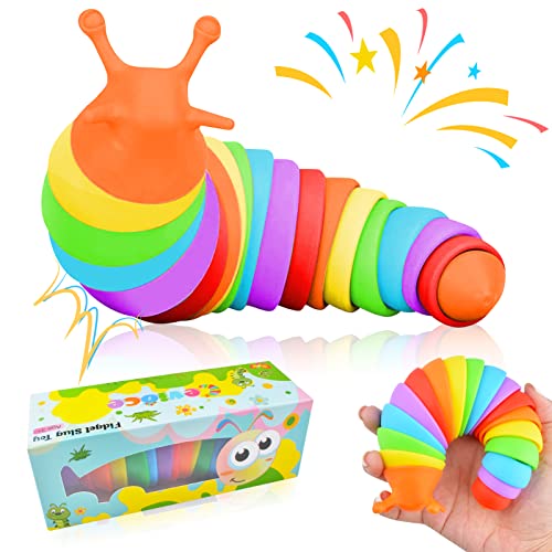 Cevioce Fidget Slug Toy, Sensory Slug Fidget Toy for Kids & Adults, 1 PC Cute Autism Sensory Toys for Autistic Children｜Great Birthday Gift for Girls Boys - Easter Basket Stuffers for Toddlers Kids