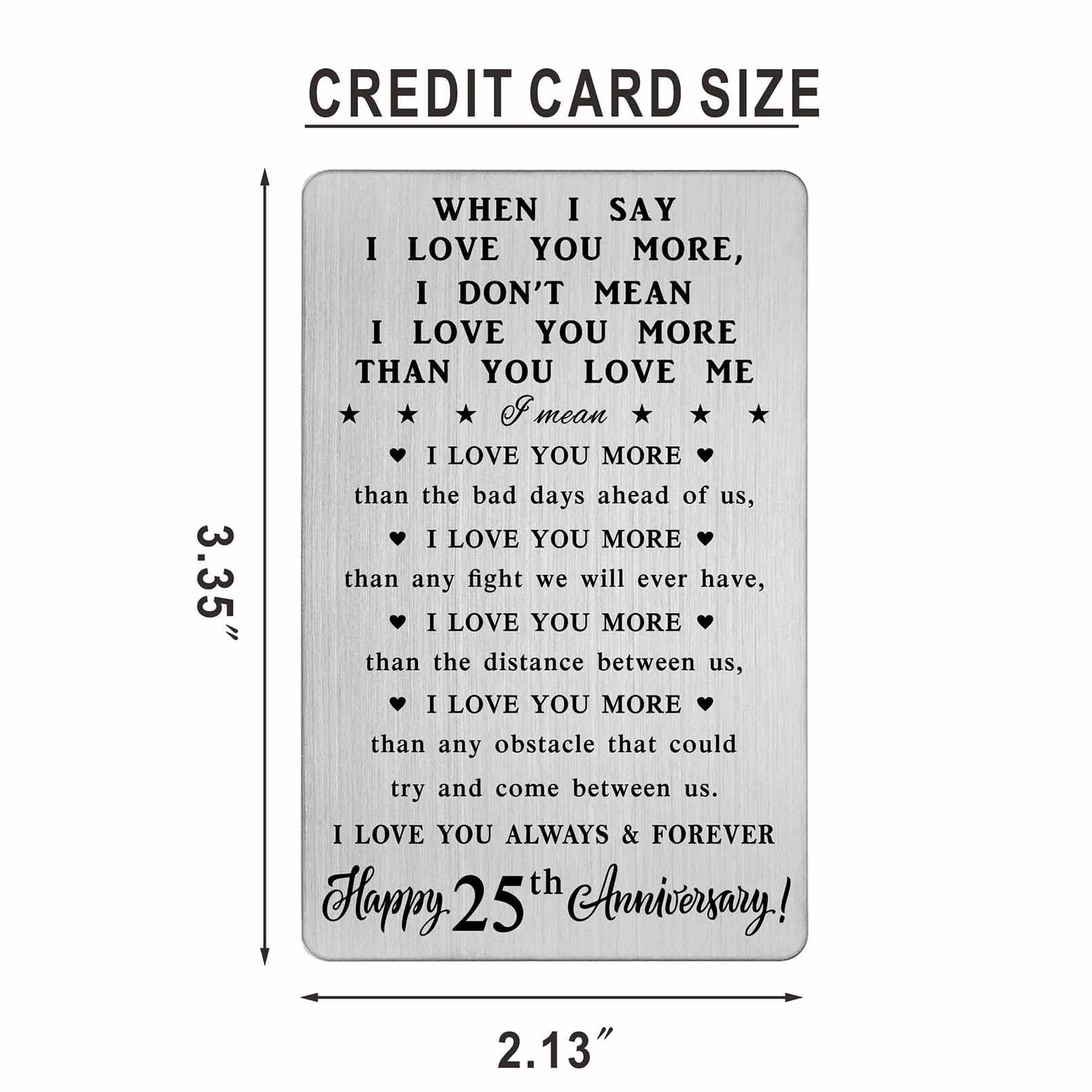 25th Anniversary Card Gifts for Women Couple, 25th 25 Year Anniversary Romantic Wallet Card Gifts for Wife