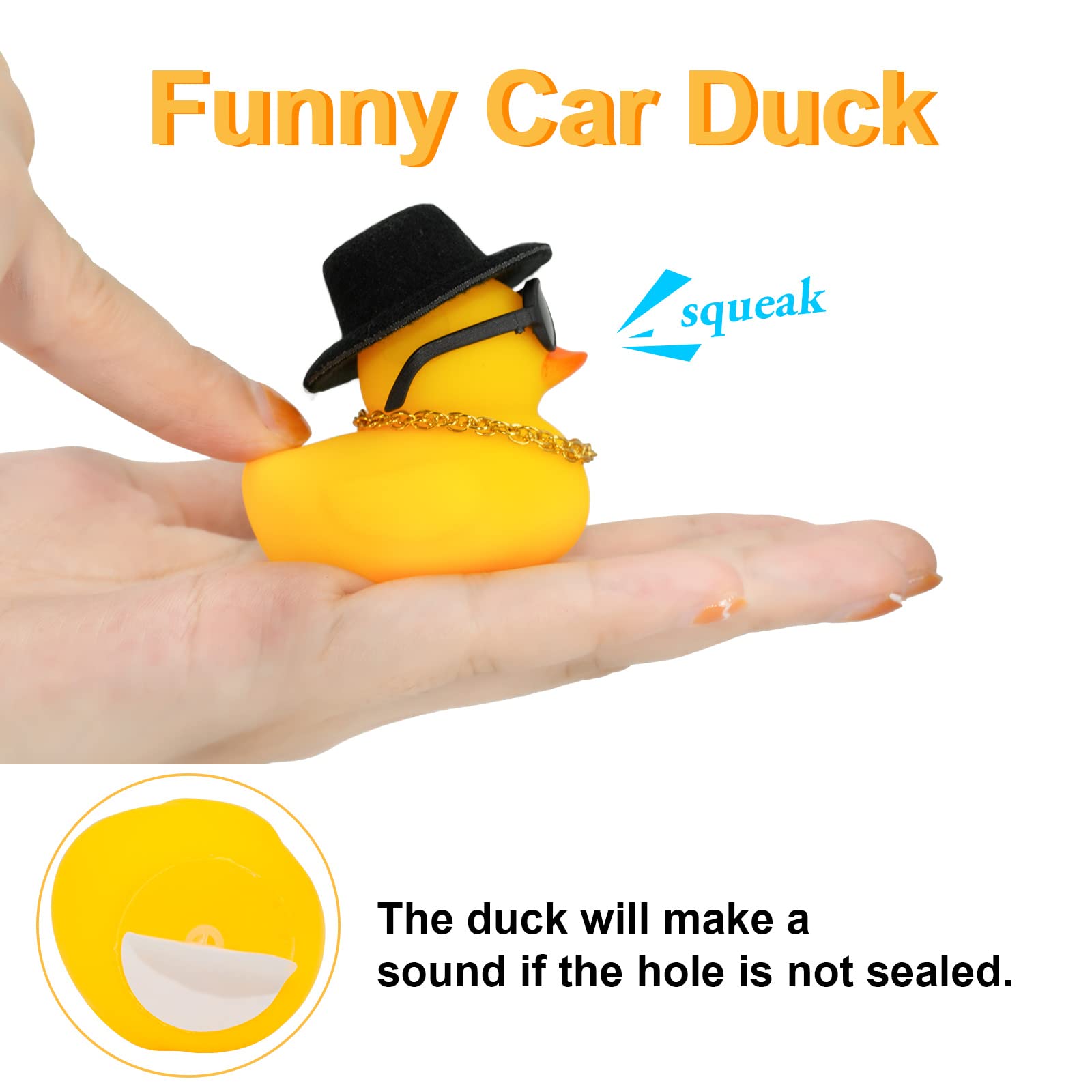 MuMyer Rubber Duck Car Ornaments Duck Car Dashboard Decorations for Car Dashboard Decoration Accessories with Mini Hat Swim Ring Necklace and Sunglasses