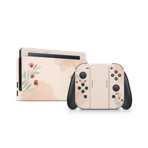 Tacky Design Flower Skin Compatible with Nintendo Switch Skin Wrap Cover, Watercolor Skin for Nintendo Switch Stickers, Premium Vinyl 3M Full Wrap Decal