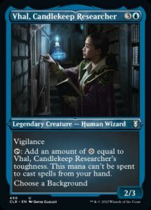 magic: the gathering - vhal, candlekeep researcher (490) - etched - foil - battle for baldur's gate