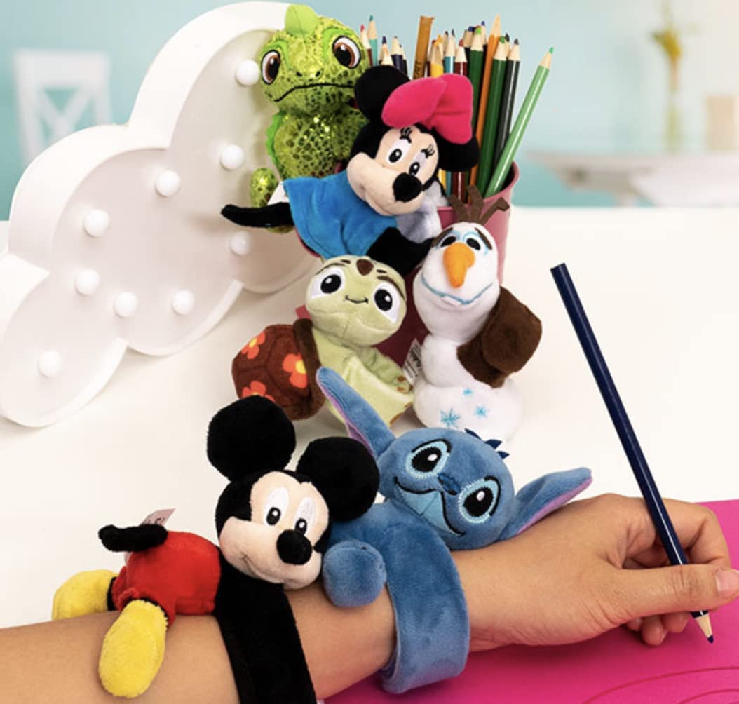 Disney Minnie Mouse,Mickey Mouse Cutie Cuff Plush Slab Band - Steering Wheel Buddy - Mystery Capsule (1 of 6 Figures at Random) Collect Them All! ((1) Mystery Capsule)