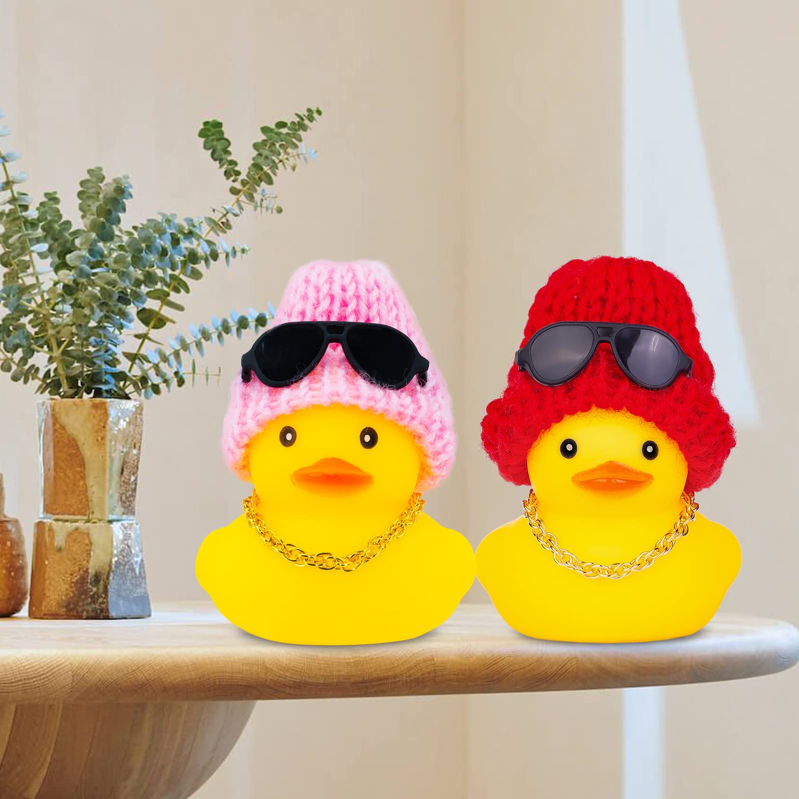 MuMyer Rubber Duck Car Ornaments Duck Car Dashboard Decorations for Car Dashboard Decoration Accessories with Mini Hat Swim Ring Necklace and Sunglasses