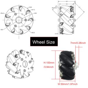 Professional Big Load 4WD 100MM Metal Mecanum Wheels Robot Car Chassis Kit, Smart Moving Omni Robotic Platform with High Torque DC Motor for Arduino Raspberry STEM Remote Control Educational Sciences