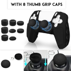 SIKEMAY Anti-Slip PS5 Controller Skin, Soft Thicken Non-Slip Studded Silicone Gel Grip Protective Cover Case for PlayStation 5 Controller Grip, 2 Pack with 8 x Thumb Grip Caps