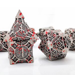 Scimi Metal Dice Set with Pouch (7 Metal Dices & 1 Pouch) D&D COC War Hammer War Hammer 40k Dice Set for RPG Board Games Role Playing Game Dice (Brutal Battle Metal)