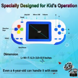 Beijue Handheld Games for Kids Adults 3.0'' Large Screen Preloaded 218 Classic Retro Video Games Seniors Rechargeable Electronic Game Player Birthday Xmas Present (Blue)